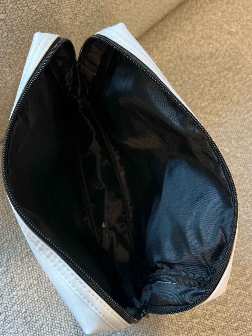 Arbonne White and Gold Logo Cosmetic Bag